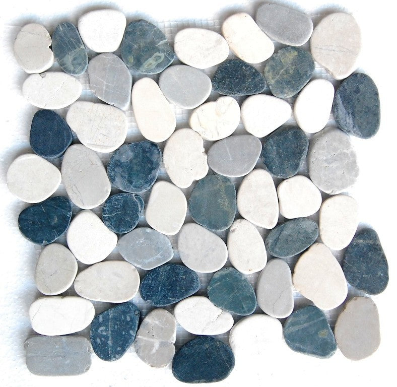 Java Indonesian Natural Interlocking Pebble Tiles, 12"x12", Set of 10