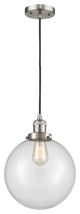 X-Large Beacon 1-Light Mini Pendant, Brushed Satin Nickel, Clear