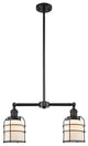 2-Light Small Bell Cage 22" Chandelier, Matte Black, Glass: Matte White Cased