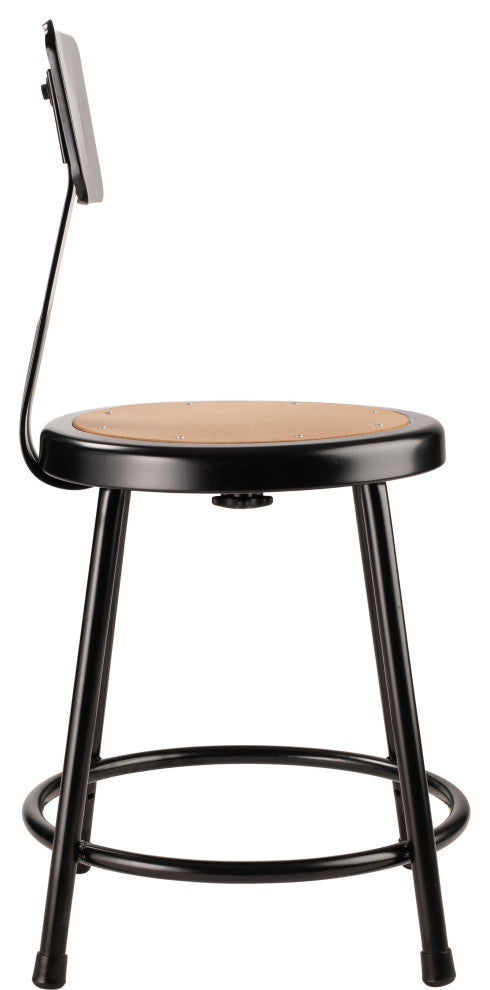 NPS 18"Heavy Duty Steel Stool With Backrest, Black