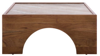 Safavieh Couture Jaslina Marble Top Coffee Table, Dark Walnut/Brown