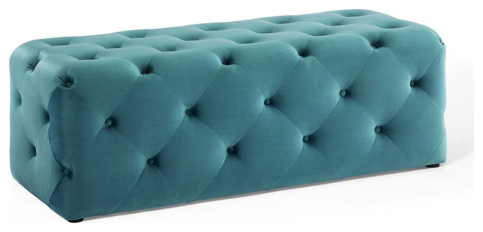 Anthem 48" Tufted Button Entryway Performance Velvet Bench Sea Blue