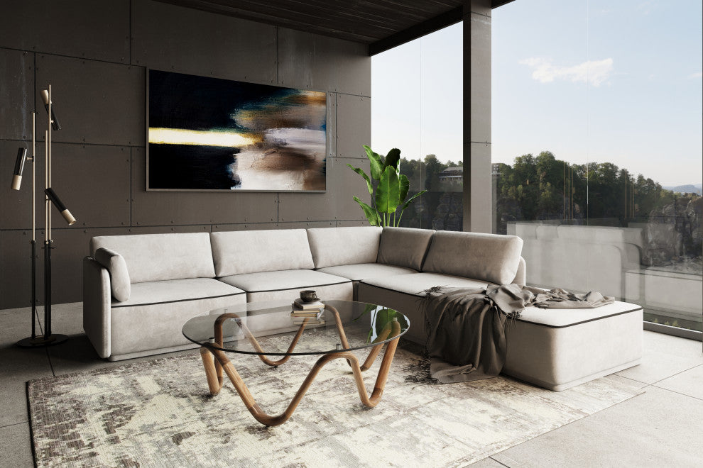 Modrest Lassen Modern Glass and Walnut Coffee Table