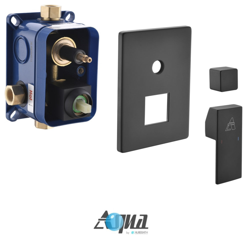 Aqua Piazza Matte Black Shower Set With 12" Rain Shower, Handheld and Tub Filler