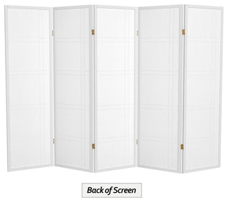 5' Tall Double Cross Shoji Screen, White, 5 Panels