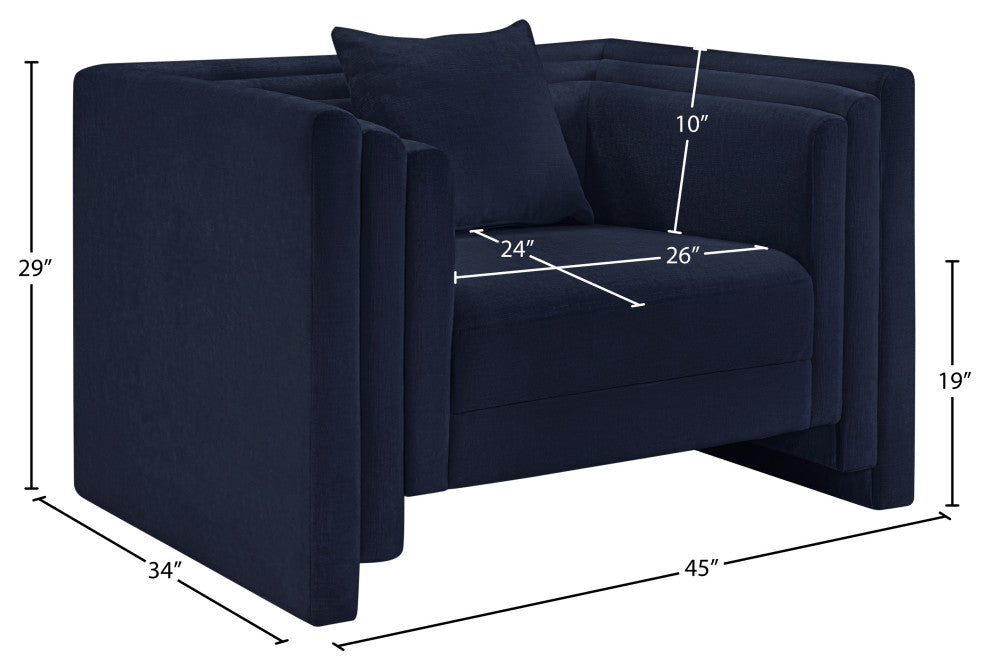 Everett Upholstered Chair, Navy, Chenille Fabric