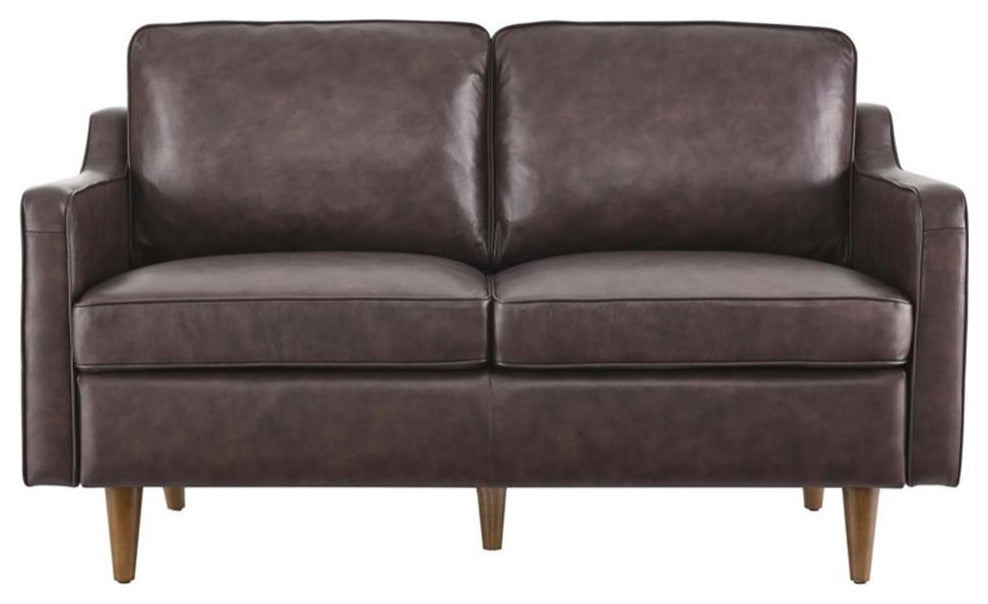 Impart Genuine Leather Loveseat, Brown