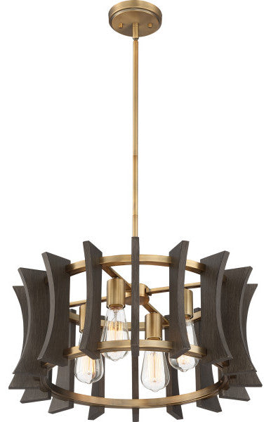 Quoizel QOP5196AB Four Light Pendant, Aged Brass Finish