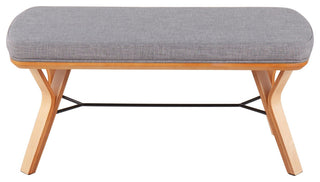 Folia Bench, Natural Wood, Light Gray Fabric