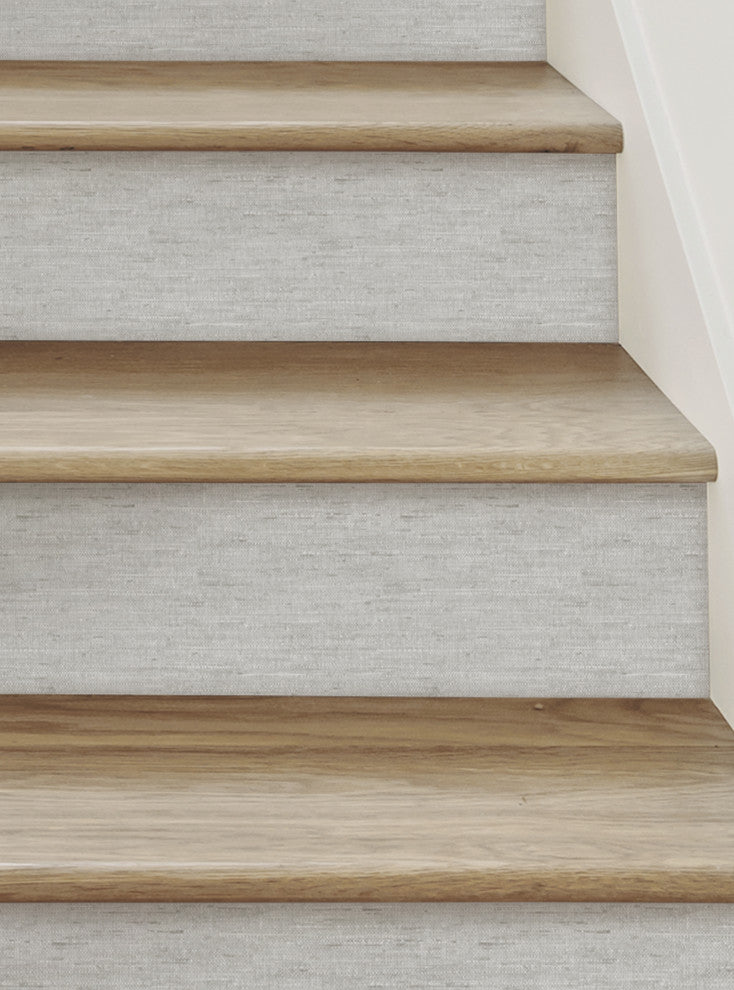 Canvas Look Peel and Stick Stair Riser Strips, Light Gray, 48"x6", Set of 6