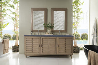 Portland 72" Double Vanity, Whitewashed Walnut w/  Charcoal Soapstone Quartz