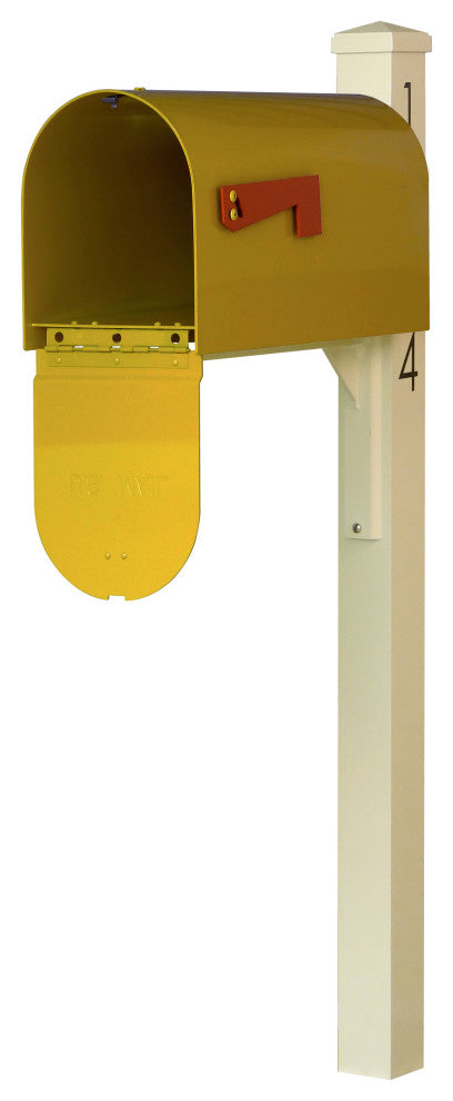 Mid Modern Rigby Curbside Mailbox and Post, Yellow