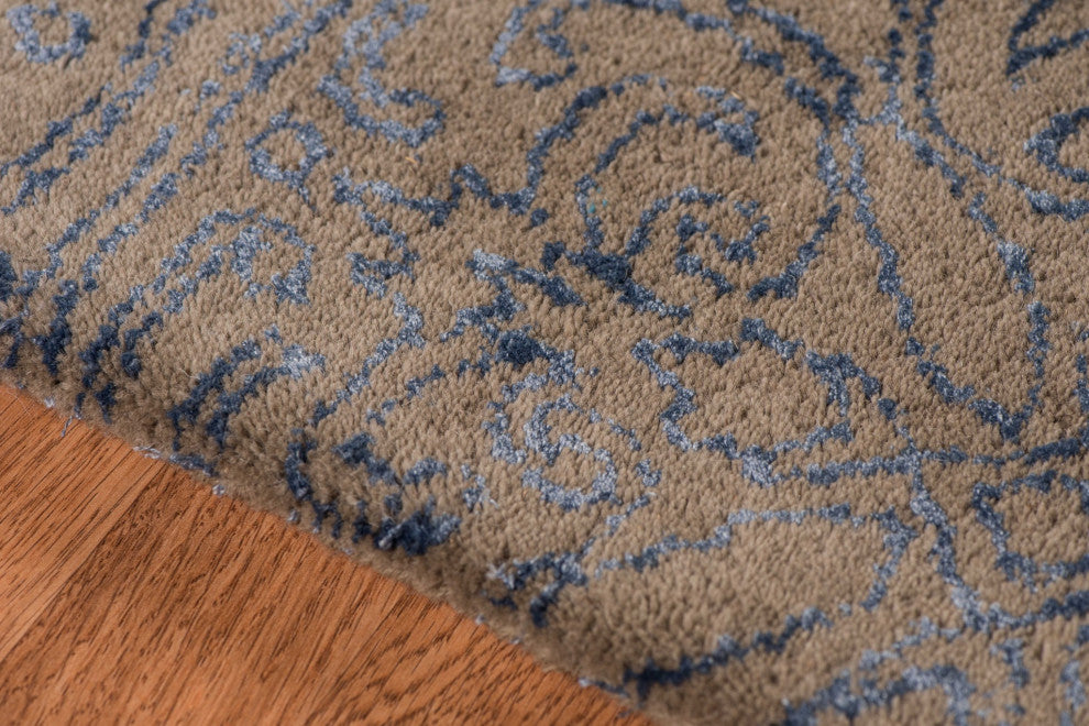 5" X8" X 0.5" Blue Wool Area Rug