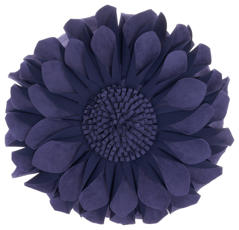 Mina Victory L0374 Throw Pillow, Blue Ink, 14" x 14" Round