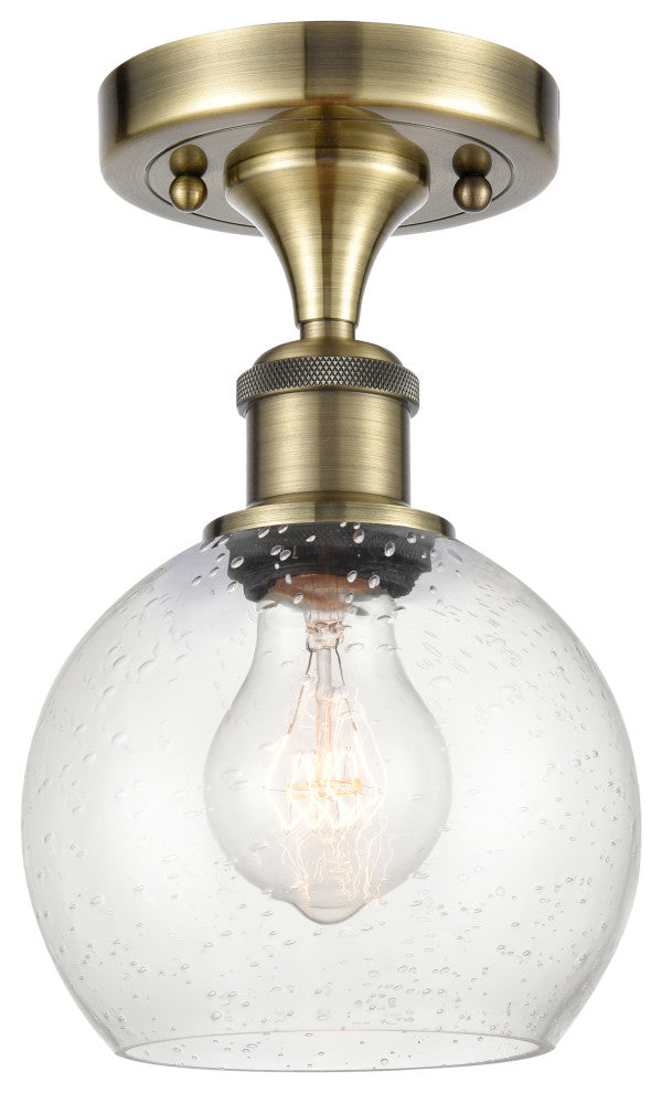 Innovations 516-1C-AB-G124-6 1 Light 6" Semi-Flush Mount, Antique Brass