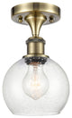 Innovations 516-1C-AB-G124-6 1 Light 6" Semi-Flush Mount, Antique Brass