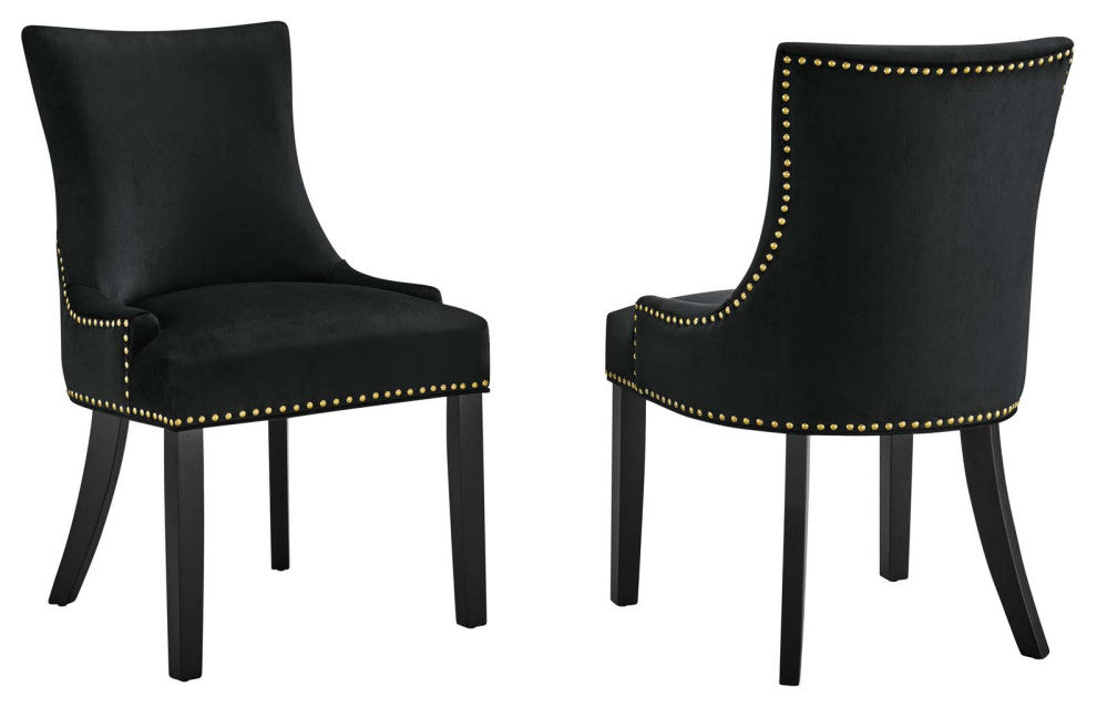 Marquis Performance Velvet Dining Chairs, Set of 2, Black