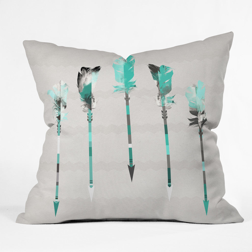 Deny Designs Iveta Abolina Teal Feathers Outdoor Throw Pillow