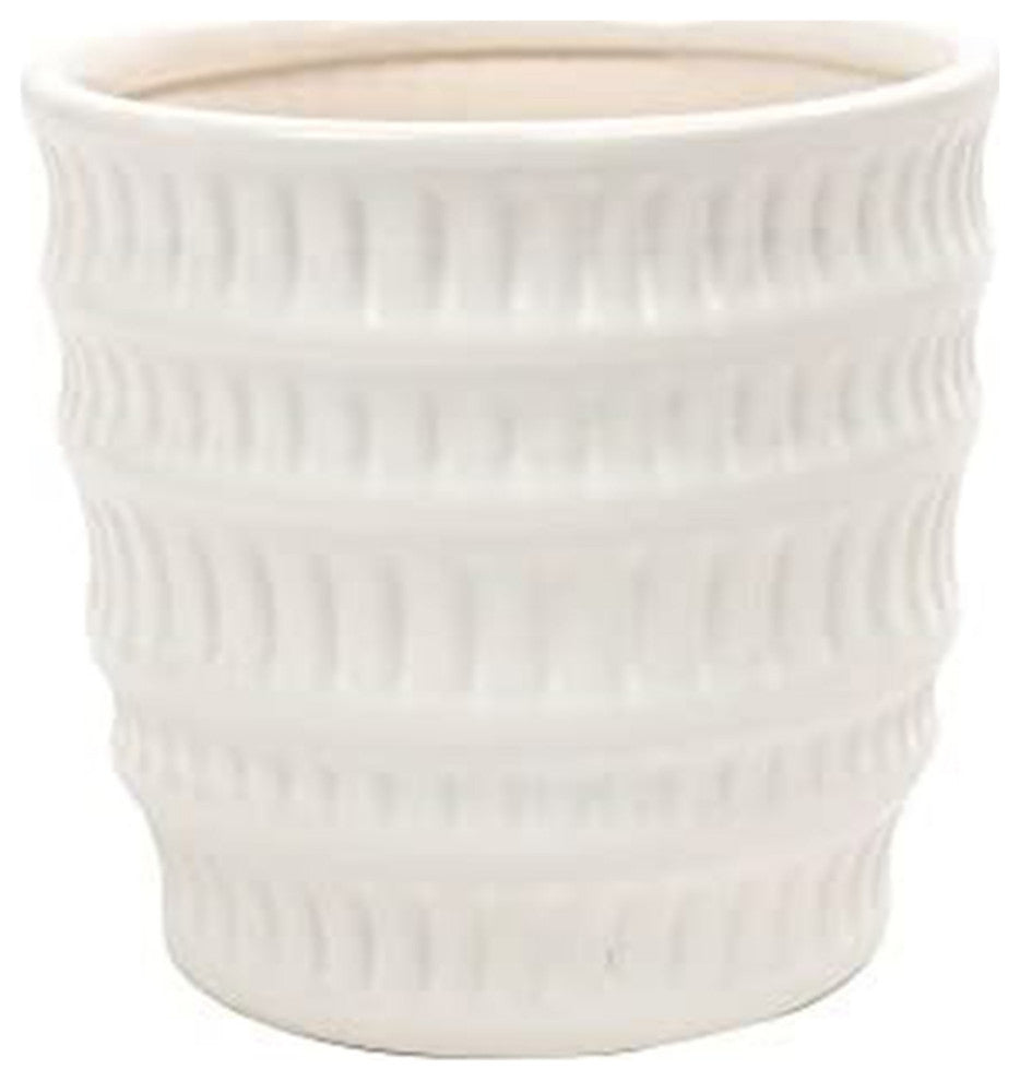 Ceramic Flower & Plant Vase, 5.1"L x 4.8"H x 5.1"W, White
