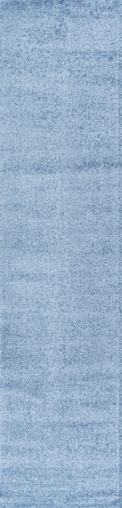 Haze Solid Low-Pile Classic Blue 2 ft. x 12 ft. Runner Rug