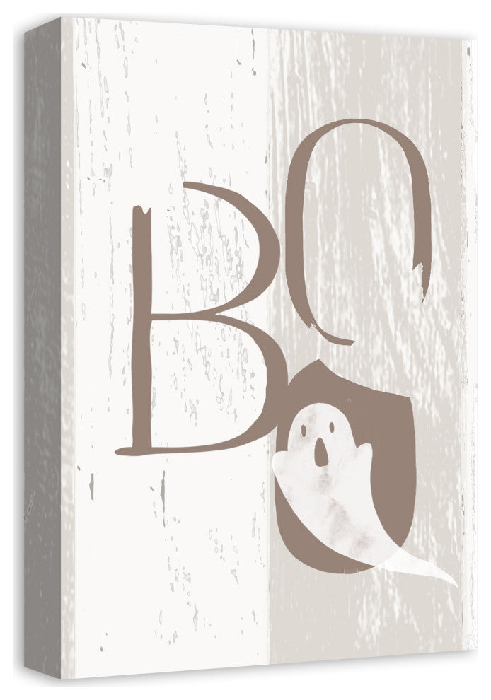 Boo Faux Wood 12x18 Canvas Wall Art