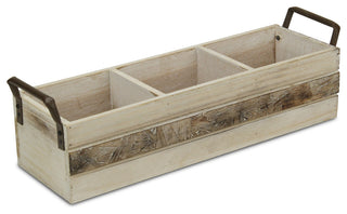 Rectangular Wood Storage, 3-Compartment, Light Brown