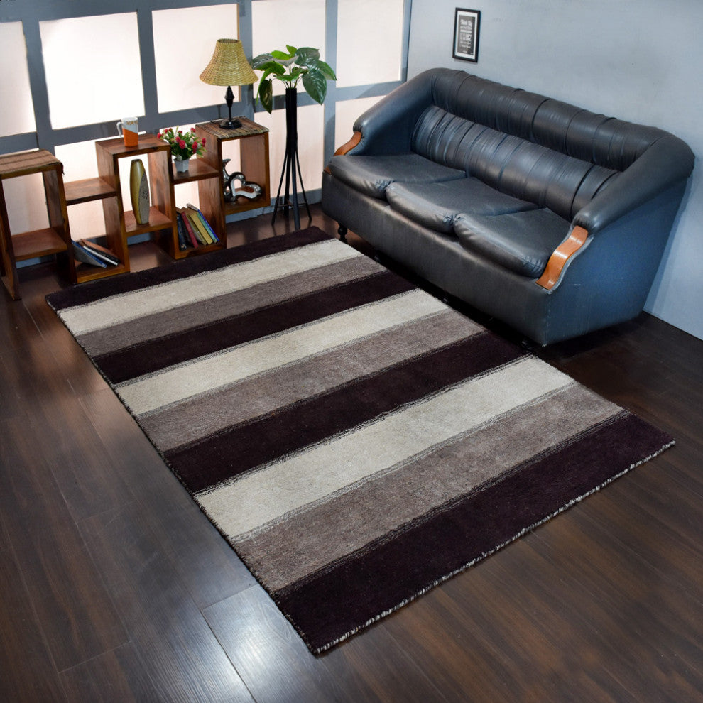 HAND KNOTTED LOOM SILK AREA RUGS-6'x9',Rectangle,Brown Beige,Contemporary