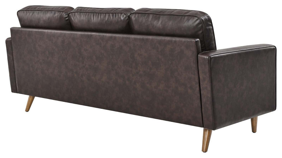Valour 78" Leather Apartment Sectional Sofa, Brown