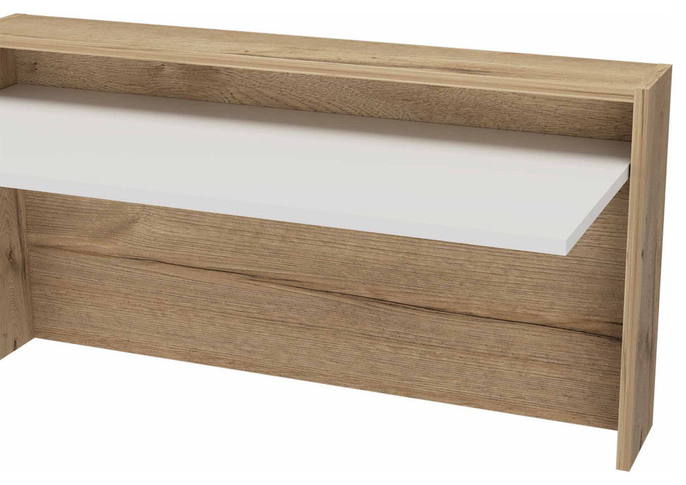 FM FURNITURE Brickell Wall Mounted Foldable Desk, Light Oak/ White