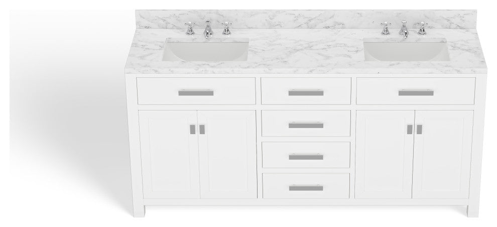 The Polaris Bathroom Vanity, Pure White, 72", Double Sink, Freestanding, With Mirror