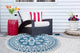 Blue Floral Outdoor Rug 5 Ft Round