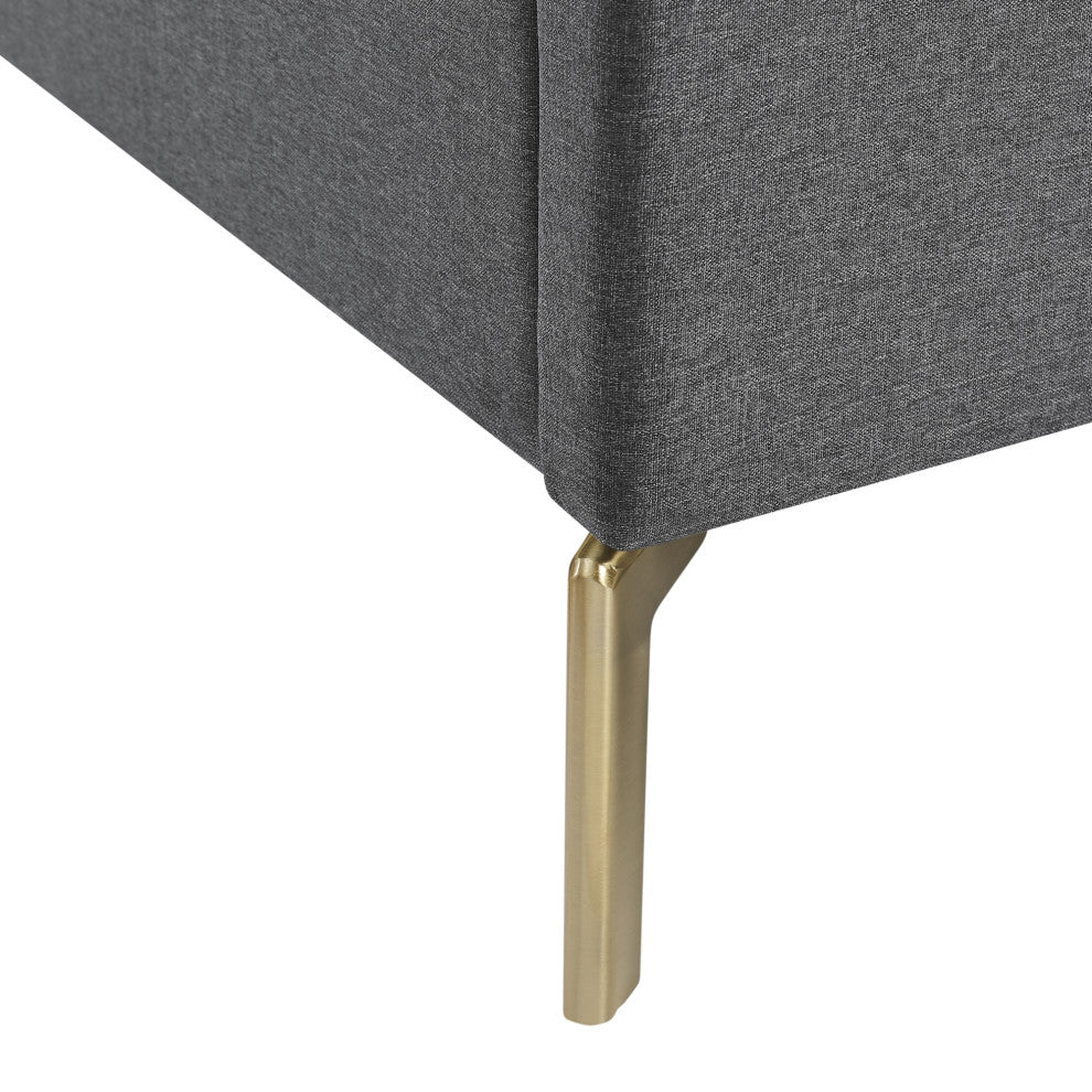 Inspired Home Alessio Bed, Upholstered,  Linen, Gray, King
