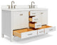ARIEL Cambridge 61" Double Rectangle Sink Bathroom Vanity White With Quartz Top
