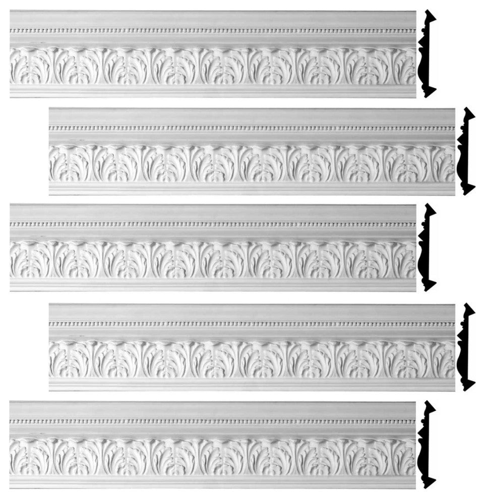 Cornice White Urethane Etienne Ornate Design 5 Pcs   374.375" Length