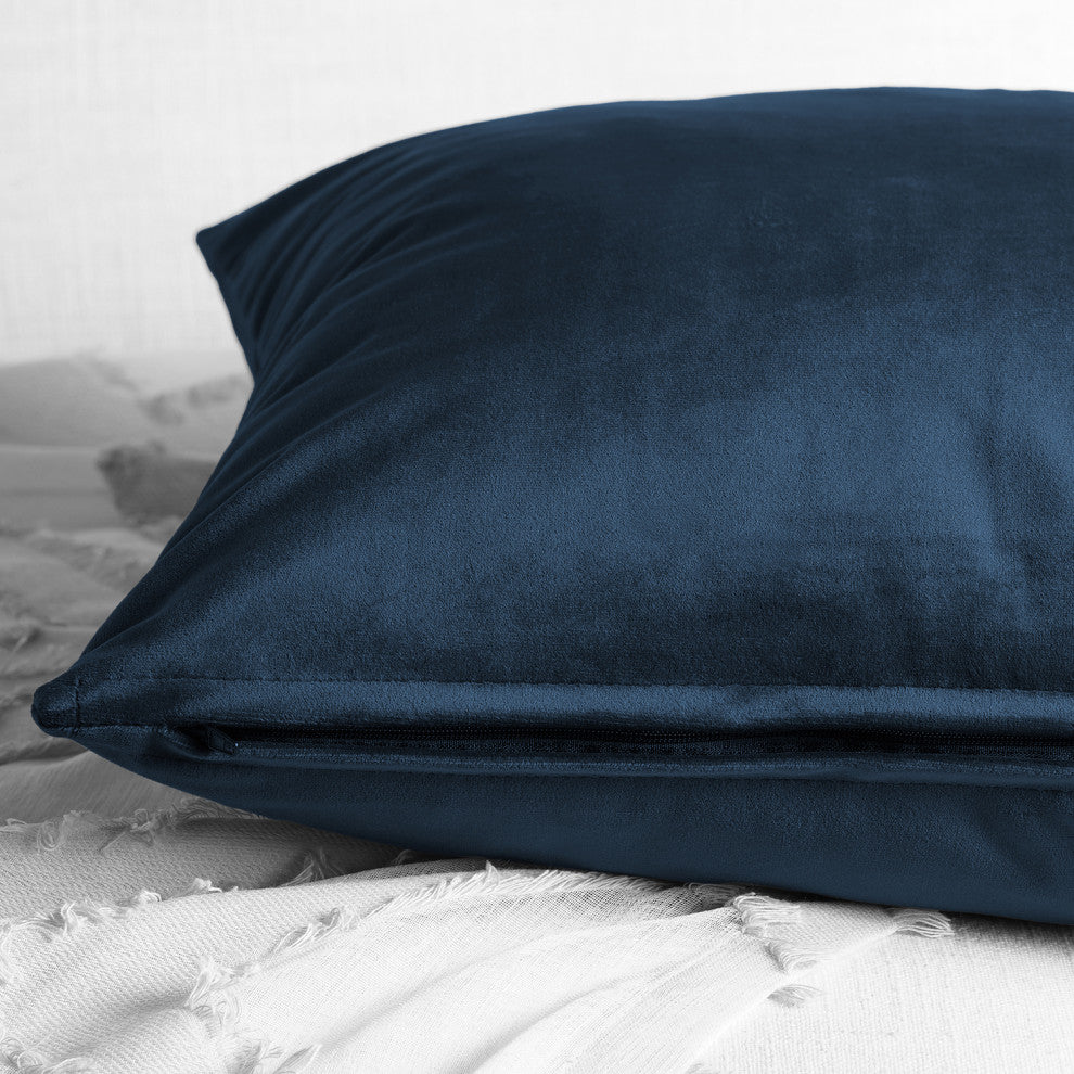 Heritage Plush Velvet Cushion Cover Pair, Eternal Blue, 18w X 18l