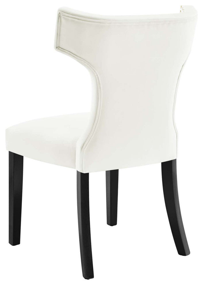 Dining Chair, Nailhead, Set of 2, White, Velvet, Modern, Bistro Hospitality