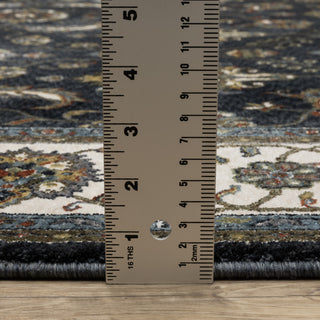 Vaughan Traditional Persian Blue/ Ivory Fringe Edge Rug 3'10" x 5'5"