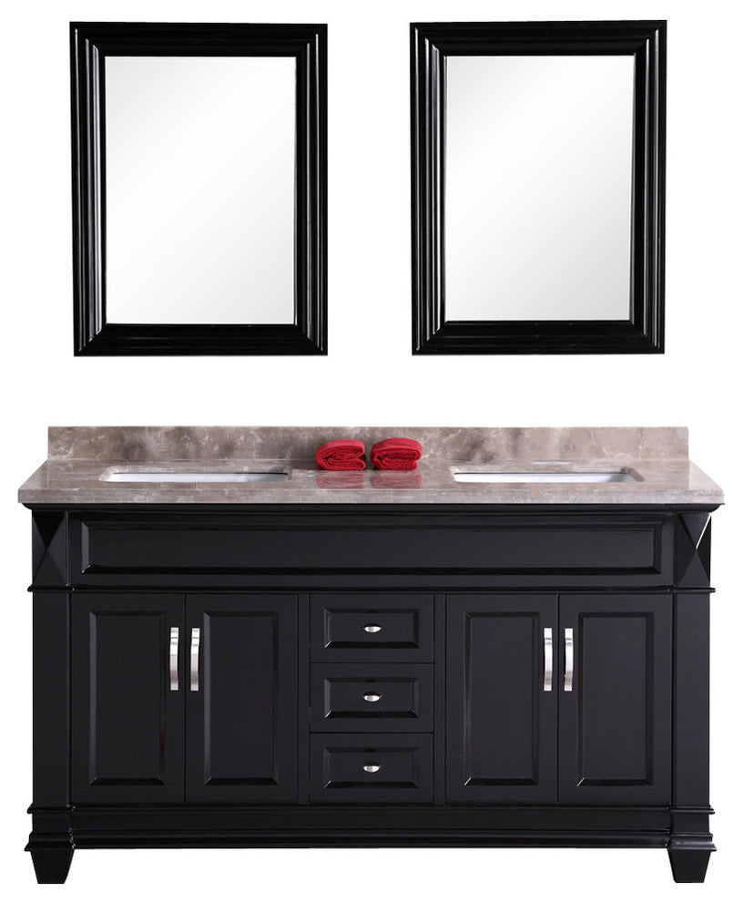Hudson 61" Double Sink Vanity Set, Espresso