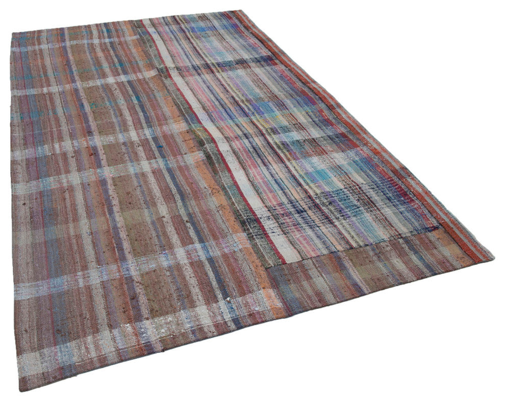 Rug N Carpet - Handmade Turkish 6' 3'' x 9' 10'' Rustic Patchwork Kilim Rug