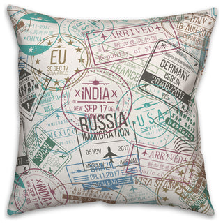 Travel Stamps 18x18 Spun Poly Pillow