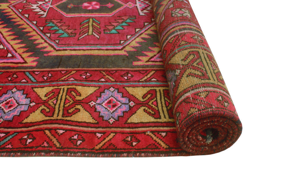 Fine Vintage Distressed Adairis Red/Charcoal Runner, 4'9x10'6