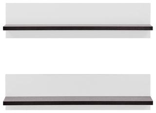 Danya B. Repose Display Photo Ledge Shelf Set of 2, White/Dark Walnut