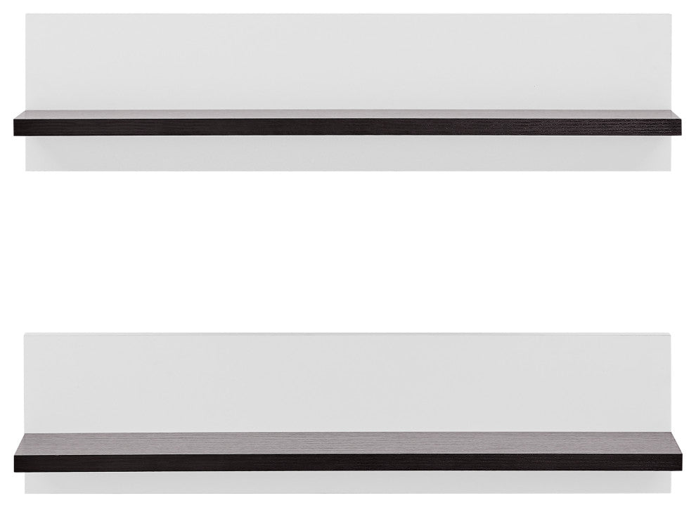 Danya B. Repose Display Photo Ledge Shelf Set of 2, White/Dark Walnut
