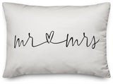 mr and mrs script heart 14x20 Throw Pillow