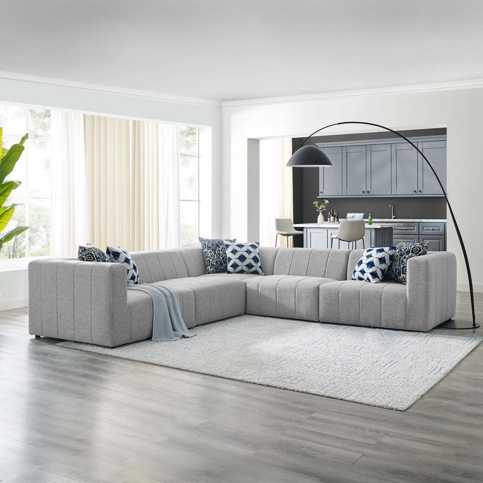 Sectional Sofa Set, Fabric, Gray, Modern, Living Lounge Hotel Hospitality