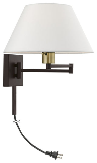 1 Light Bronze With Antique Brass Accent Swing Arm Wall Lamp