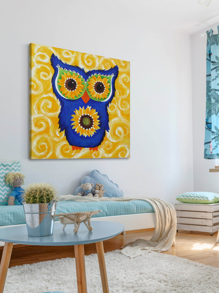 Marmont Hill, "Sunflower Eyed Owl" by Nicola Joyner on Wrapped Canvas, 18x18