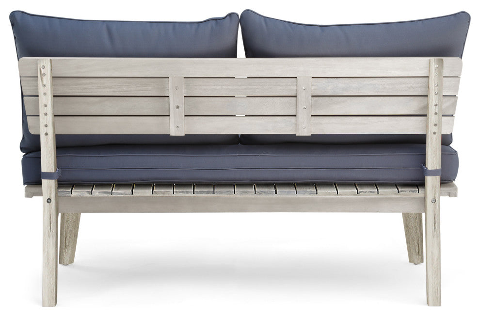 GDF Studio Boyle Outdoor Acacia Wood Loveseat, Weathered Gray