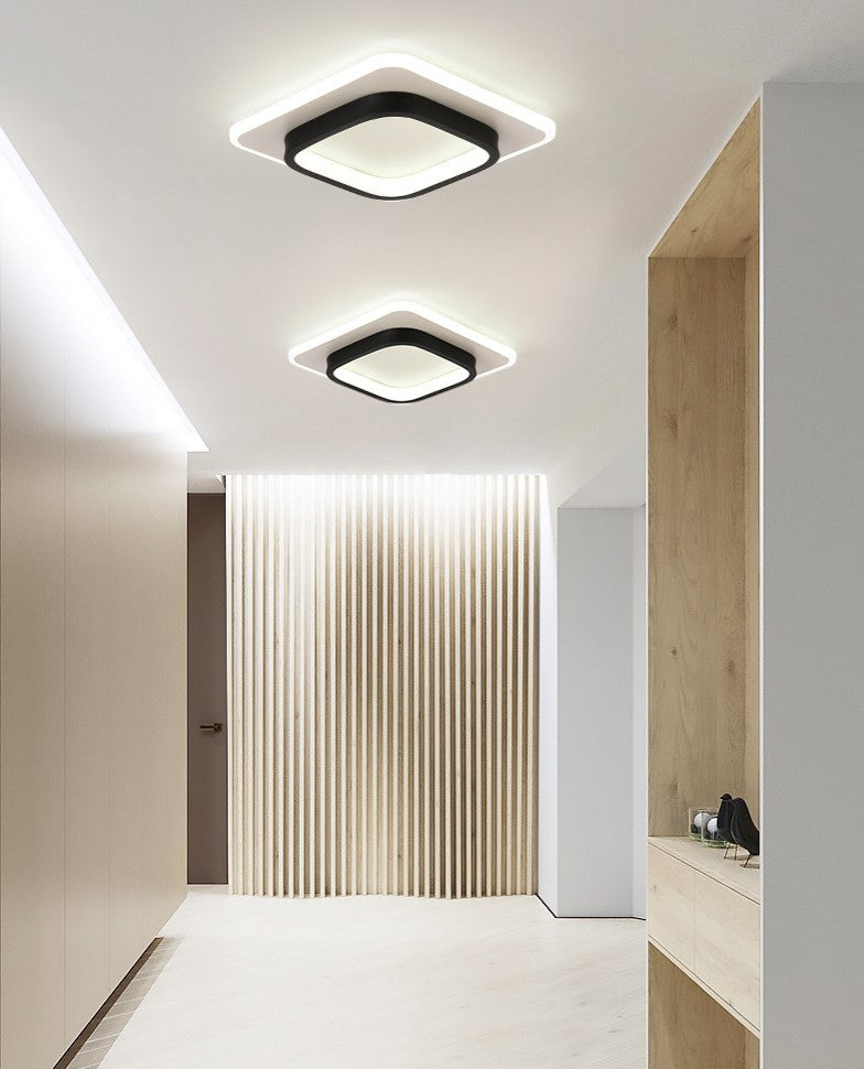 Enghien | Square LED Ceiling Light, Black, Dia9.4xh3.1"