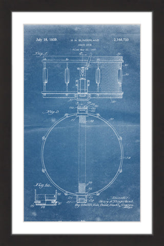 "Snare Drum 1939 Blueprint" Framed Painting Print